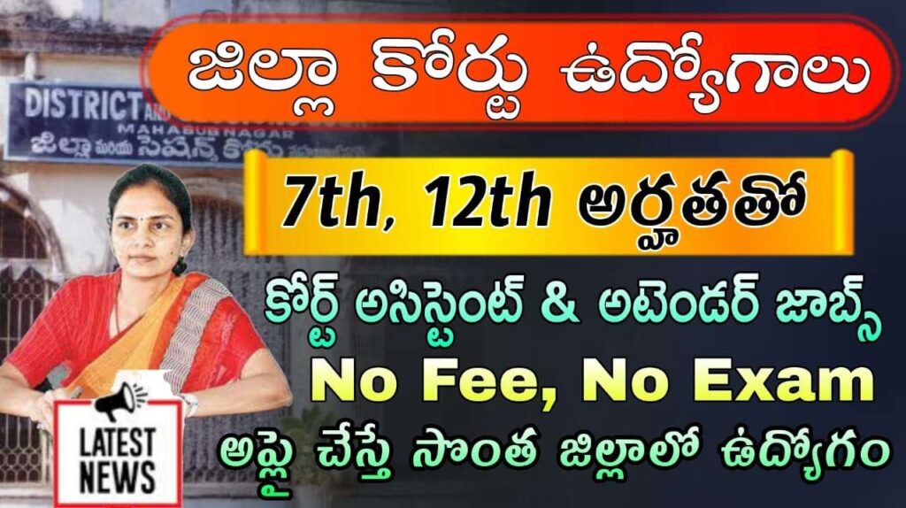 District Court Jobs :7th అర్హతతో జిల్లా కోర్టులో బంపర్ నోటిఫికేషన్ విడుదల